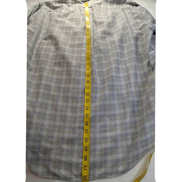 Faconnable Nordstrom Shirt Mens M Blue Green Plaid Long Sleeve Office Preppy - Picture 7 of 12